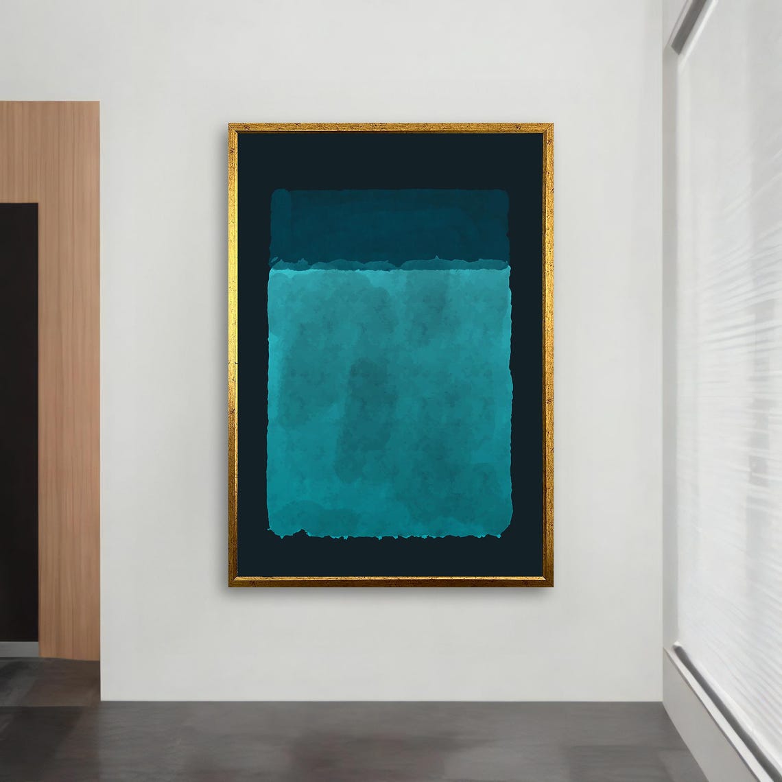 Rothko Style Teal Blue Watercolor Color Field Abstract Poster - Image 2