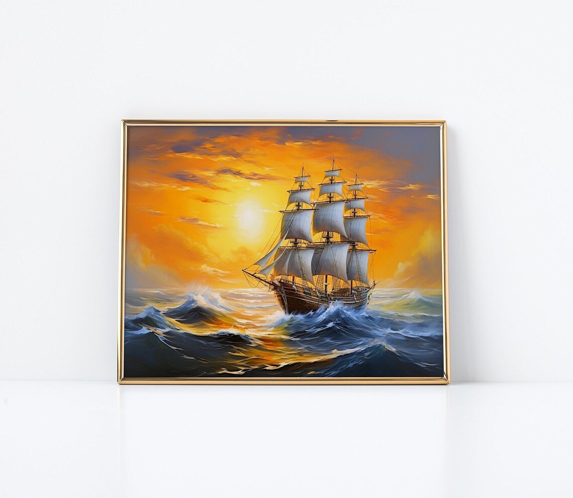 Old Sailing Ship Art Print, Vintage Maritime Scene - Image 2