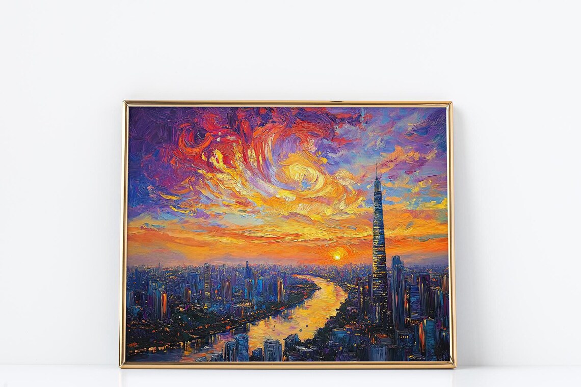 Ho Chi Minh City Sunset Impressionist Cityscape - Image 3