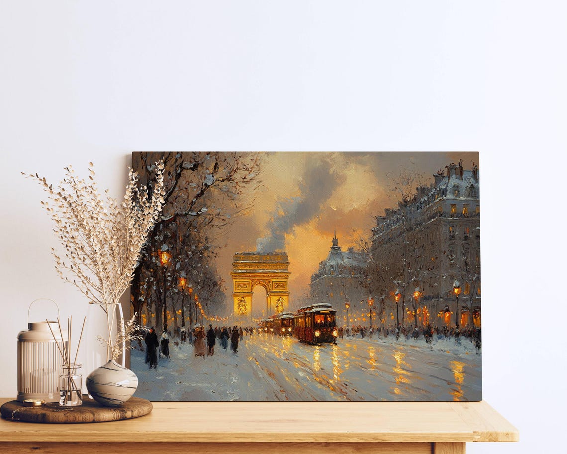 Arc de Triomphe Paris Golden Winter Sunset Street Scene Poster - Image 3