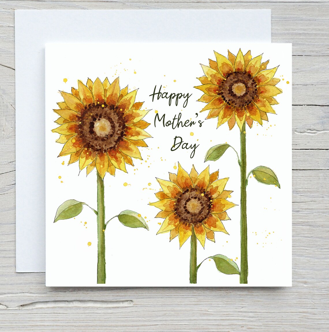 Happy Mother's Day Sunflower Watercolour Floral Greeting Art Print