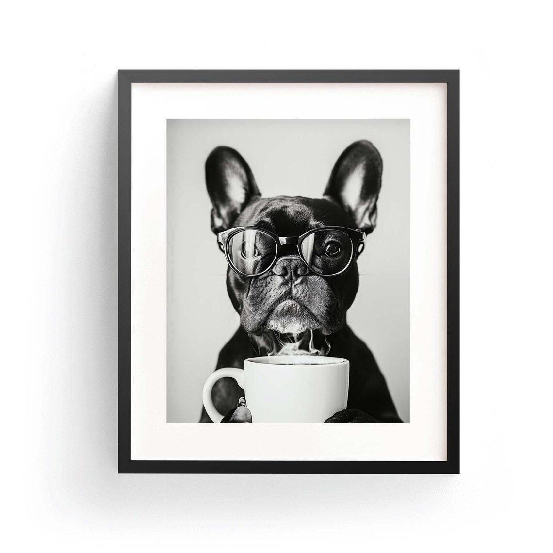 French Bulldog Coffee Black And White Art Print