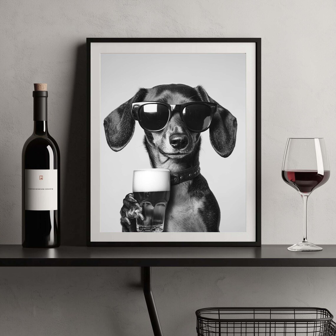 Dachshund Beer Black And White Art Print - Image 2
