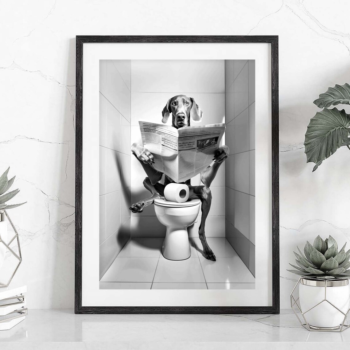 Weimaraner Bathroom Whimsy Animal Art Print - Image 2