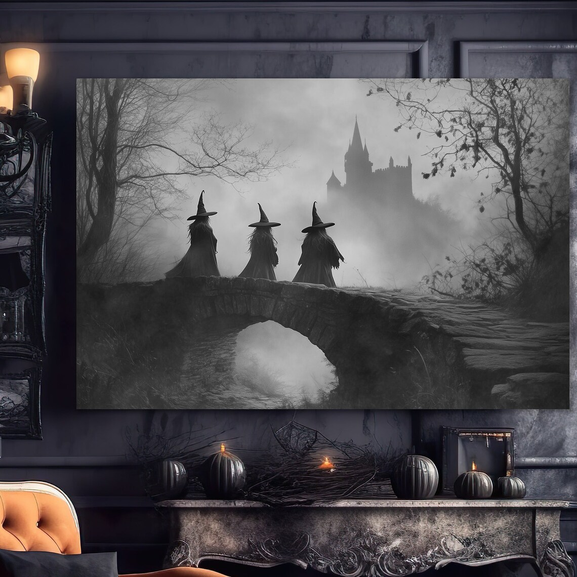 Vintage Witches In The Forest, Gothic Halloween Art Print - Image 4