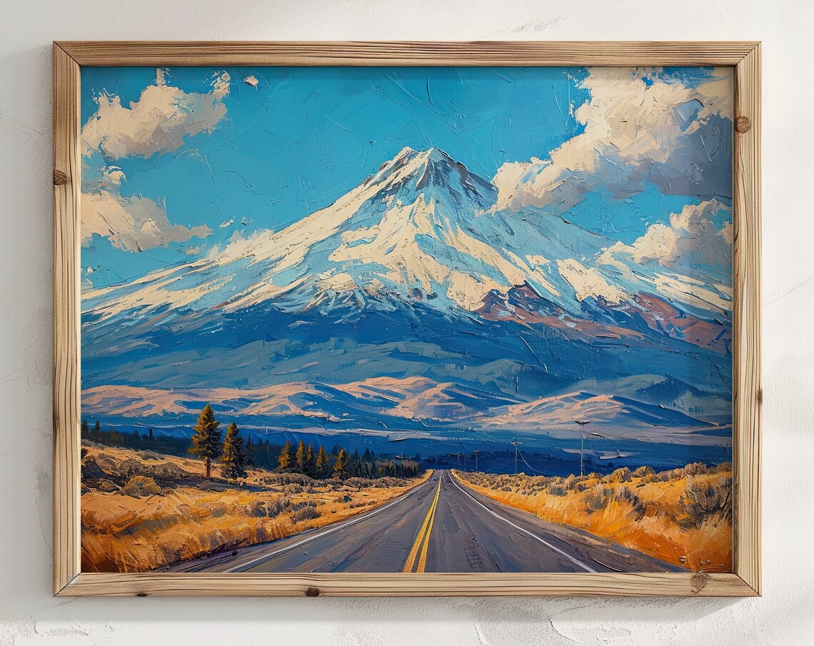 Mount Shasta Mountain Landscape Oil Painting Art Print