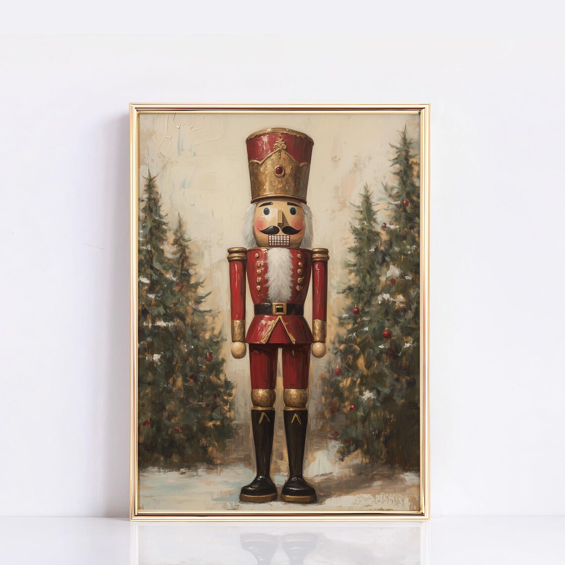Nutcracker Christmas Print, Vintage Farmhouse Style