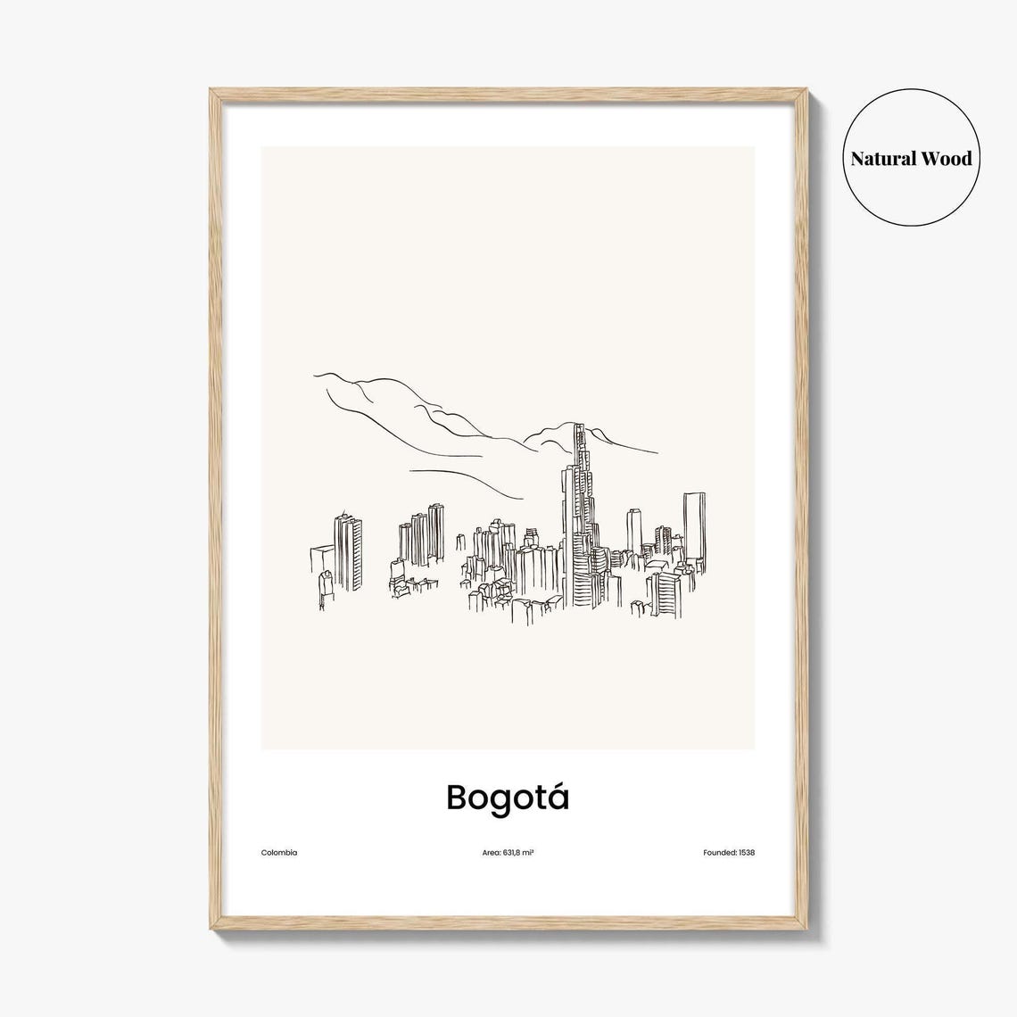 Bogotá Colombia Mountain Skyline Minimalist Line Drawing Poster - Image 2