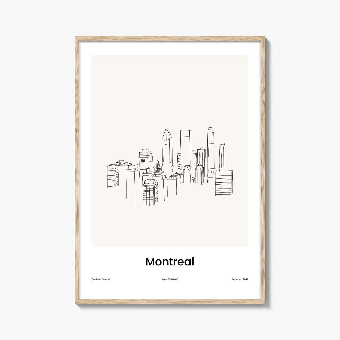 Montreal Canada Minimalist Line Drawing City Skyline Travel Poster