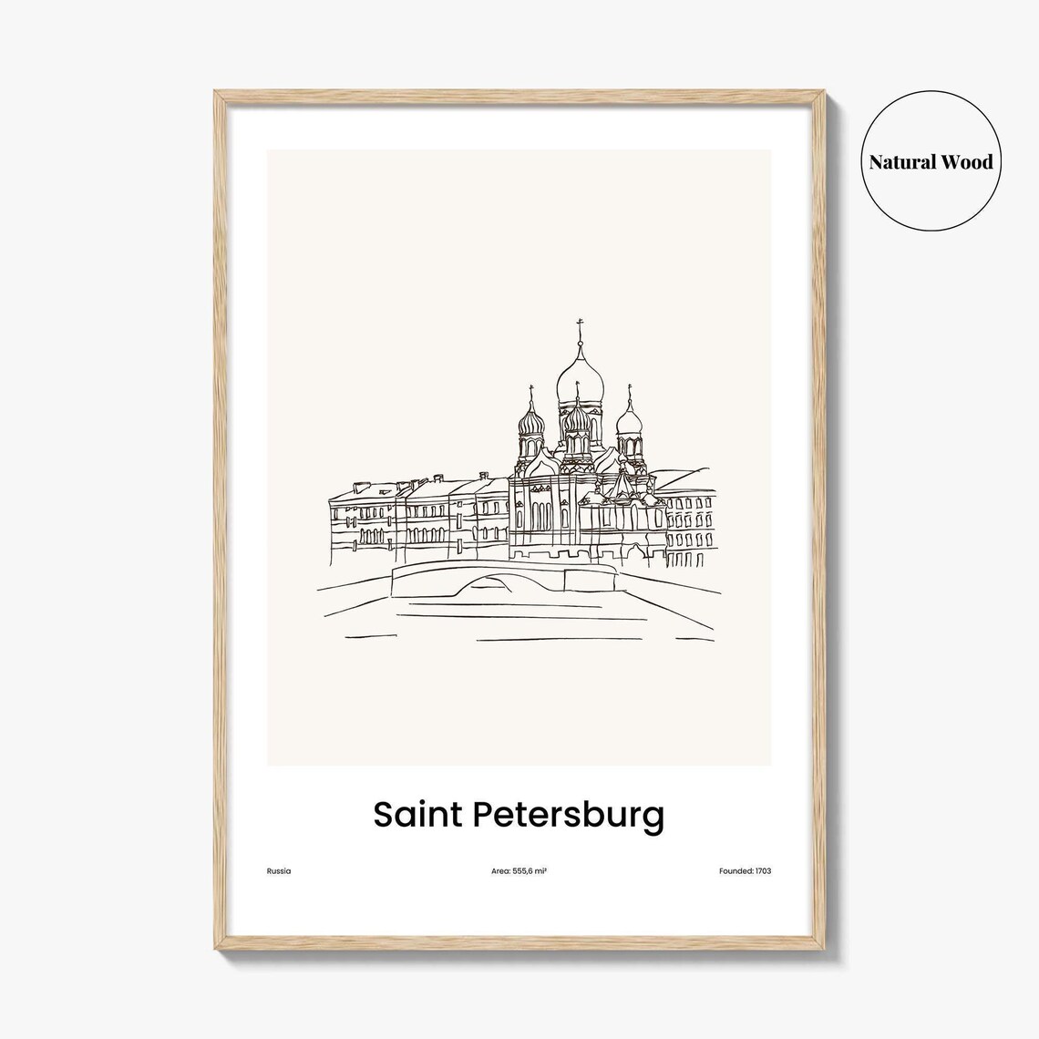 Saint Petersburg Russia Onion Domes Church One Line Drawing Poster - Image 2