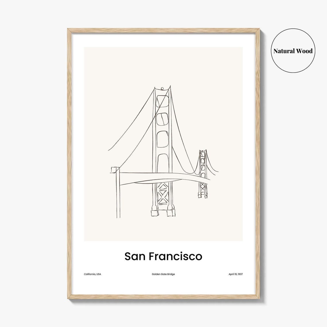 San Francisco Golden Gate Bridge One Line Minimalist Art Poster - Image 2
