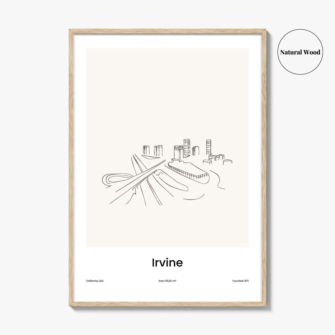 Irvine California Minimalist Line Drawing Cityscape Travel Poster - Image 2