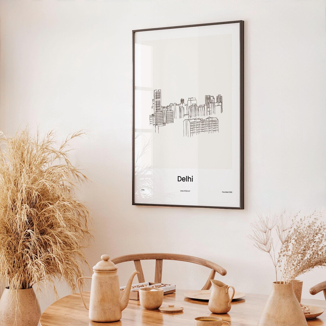 Delhi India Capital City Skyline Minimalist Line Drawing Poster - Image 3