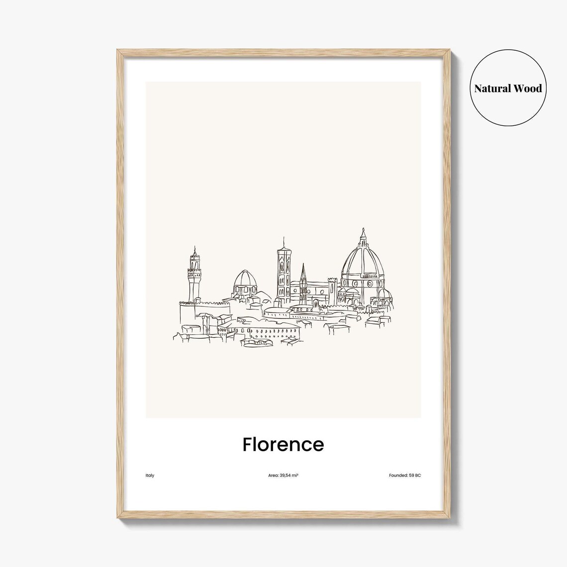 Florence Italy Duomo Skyline Minimalist Line Drawing Art Poster - Image 2