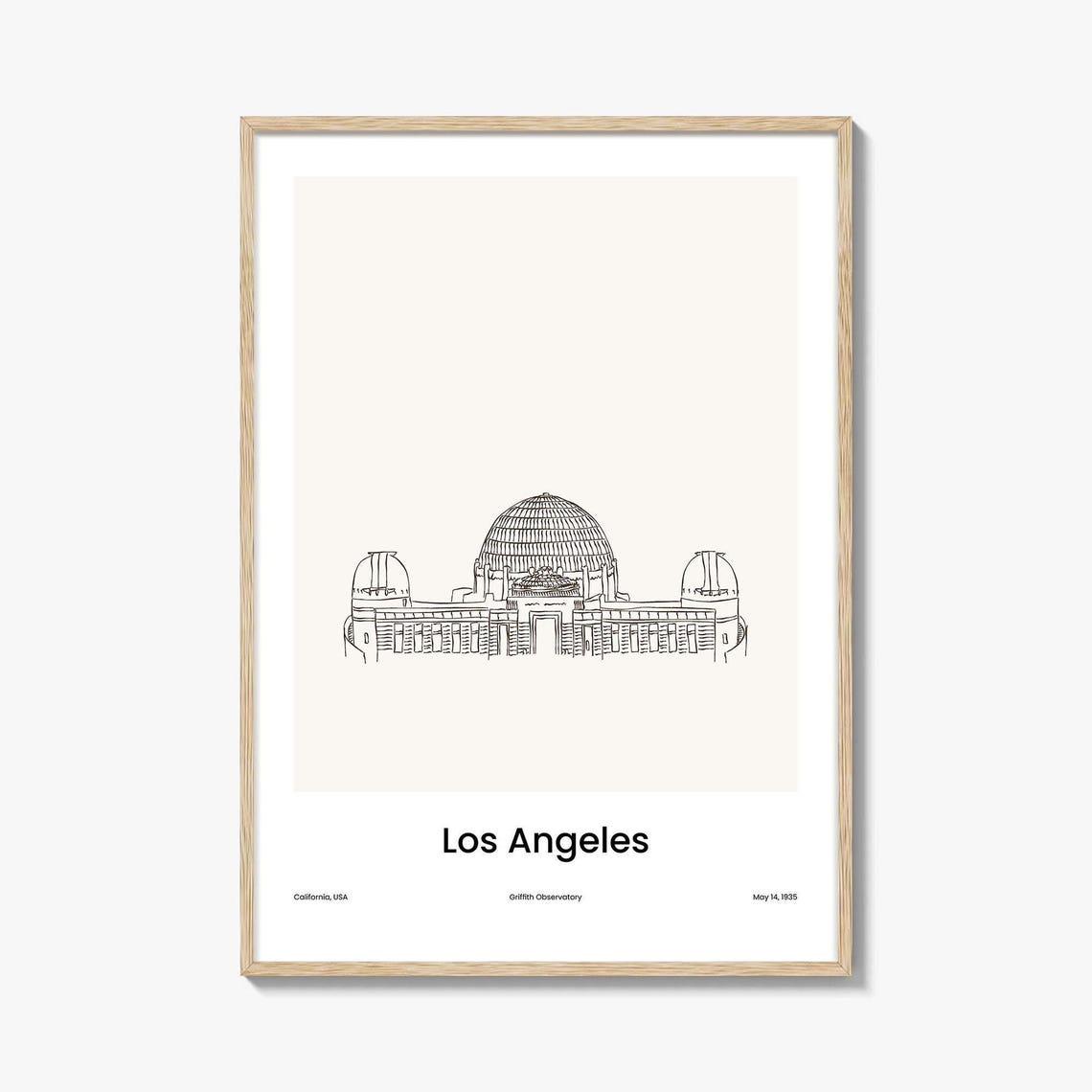 Los Angeles Griffith Observatory Minimalist Line Drawing Poster