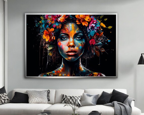 Colorful African Woman Modern Wall Art African Woman Wall Art Ethnic Wall Decor African Abstract Woman Ethnic