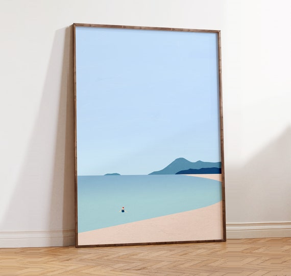 Beach Poster Summer Maritime Landscape, Minimalist Design