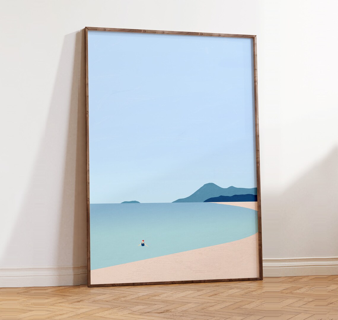 Beach Poster Summer Maritime Landscape, Minimalist Design