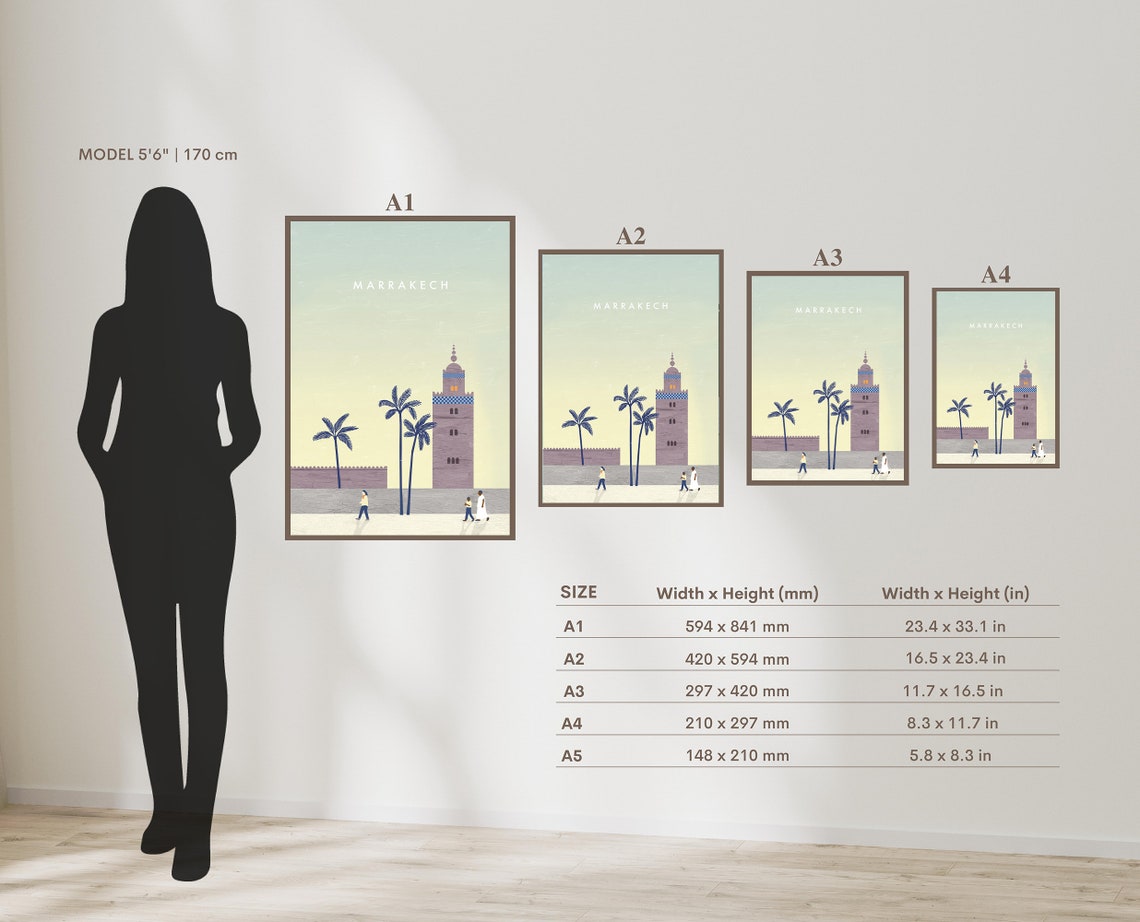 Marrakech Morocco Golden Minaret Palm Square Sunset Art Poster - Image 2