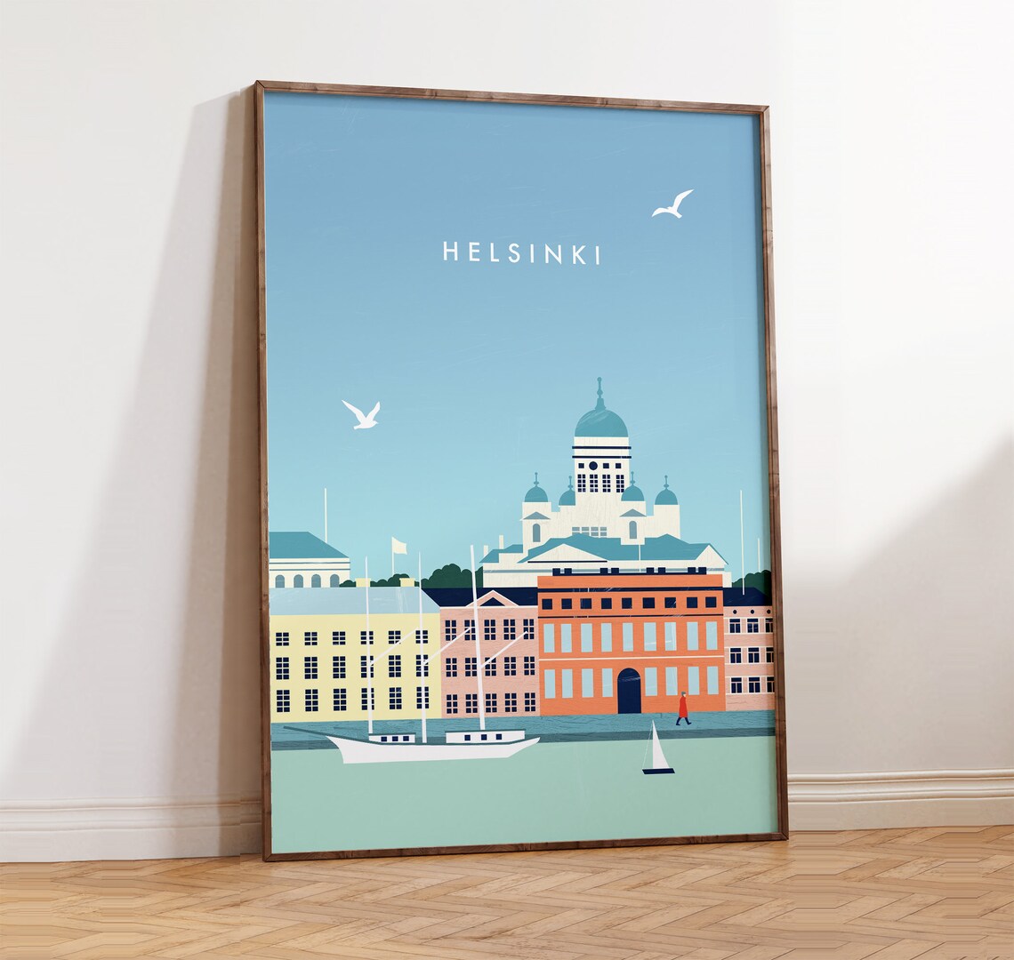 Helsinki Minimalist Poster, Scandinavian Cityscape Print