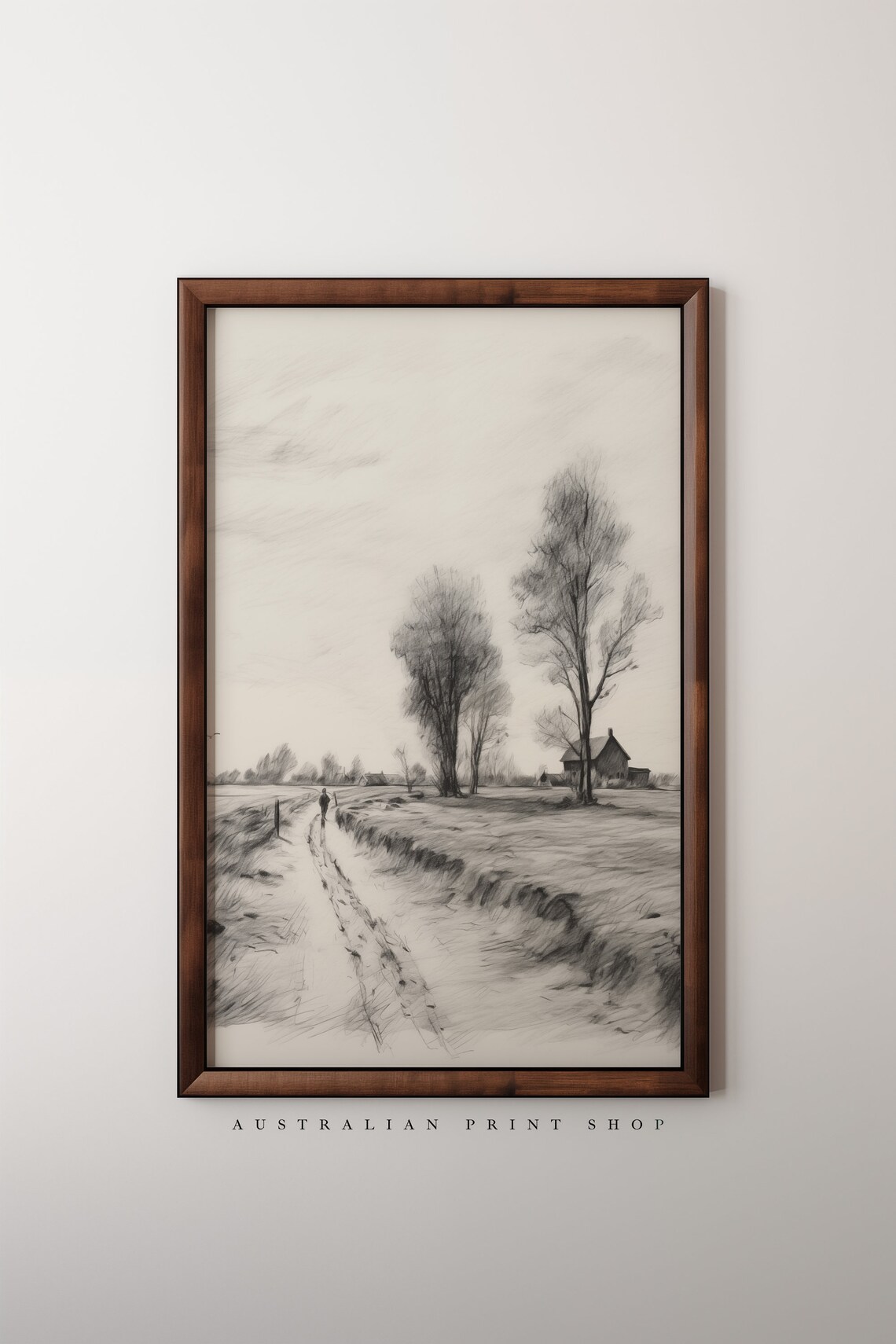 Vintage Neutral Farmhouse Sketch, Outback Australia - Image 5