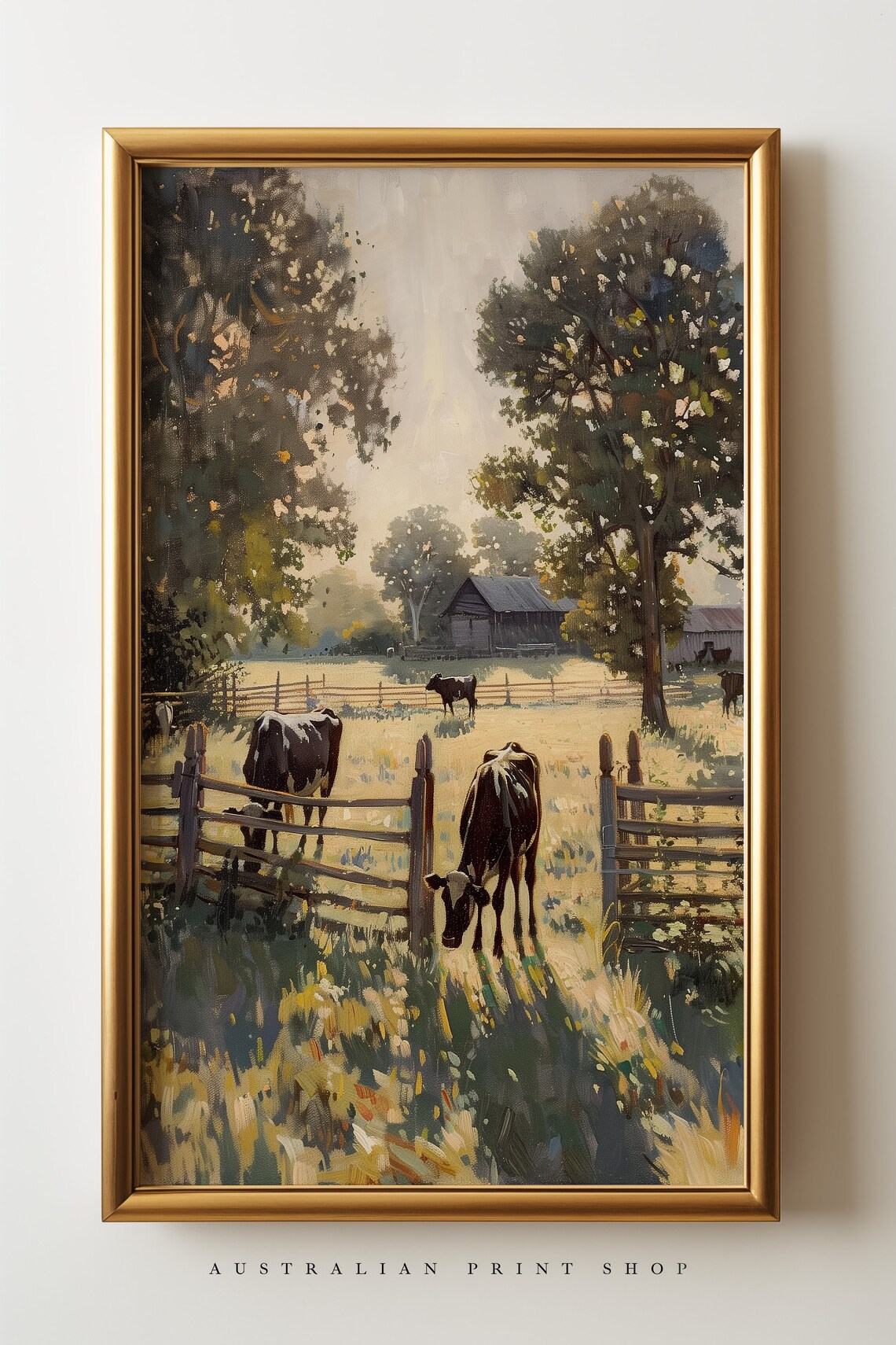 Vintage Country Cows Farmhouse Wall Art Print - Image 3