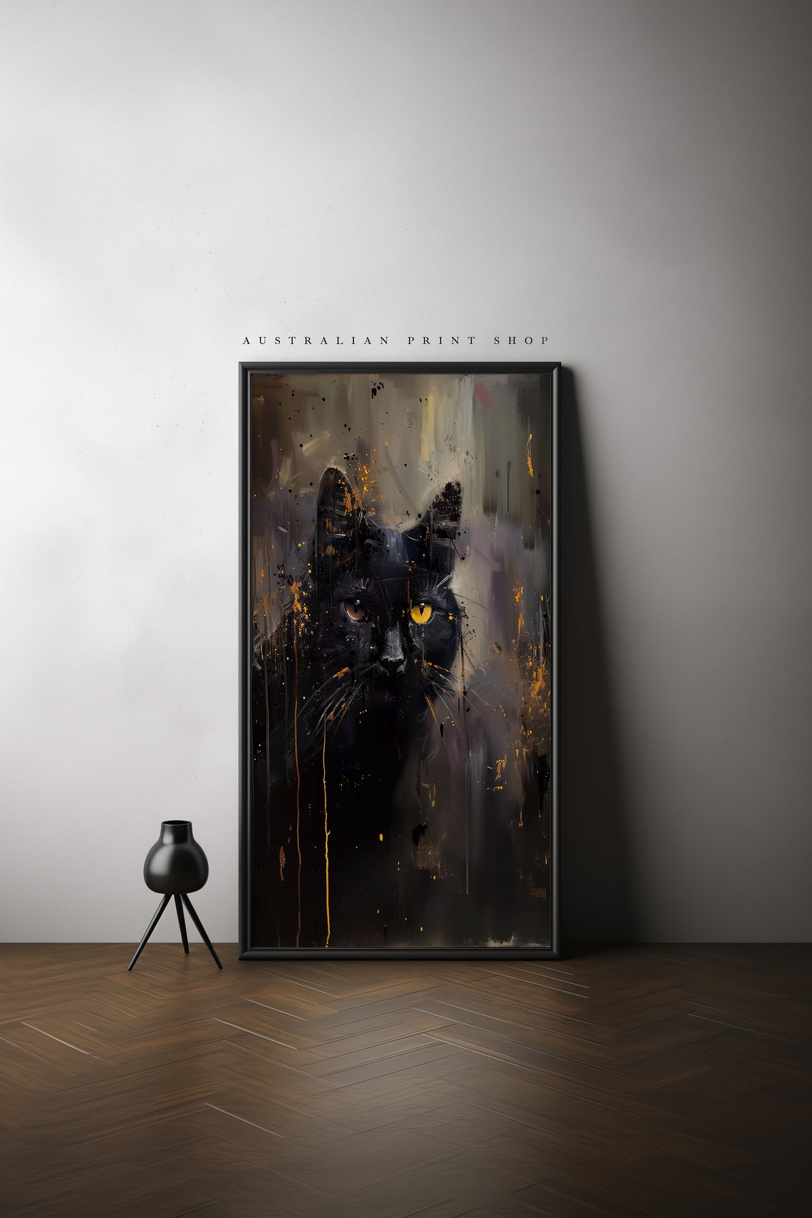 Black Cat Oil Painting Cottage Decor Farmhouse Wall Art Ideal For Cat Enthusiasts Moody Art - Image 6