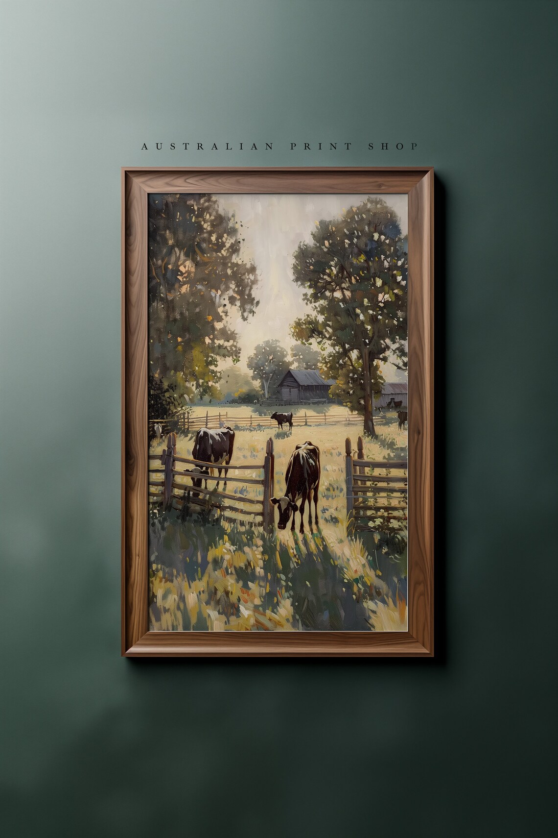 Vintage Country Cows Farmhouse Wall Art Print - Image 2
