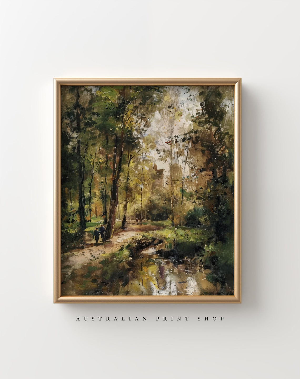 Vintage Countryside Stream Landscape Oil Painting Print Rustic Farmhouse Decor Summer Art Country Oil Print - Image 2