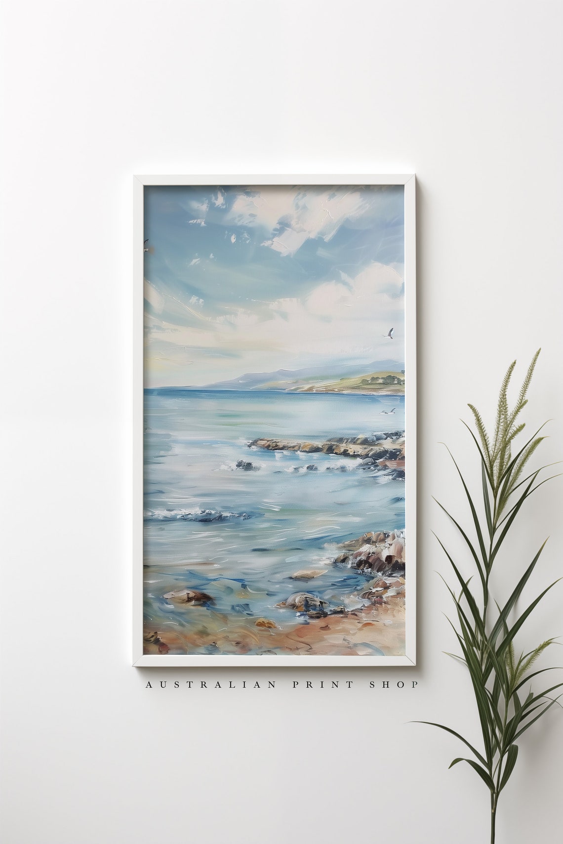 Vintage Seascape Painting Nautical Wall Print Coastal Ocean Decor Beach Print Bathroom Art - Image 5