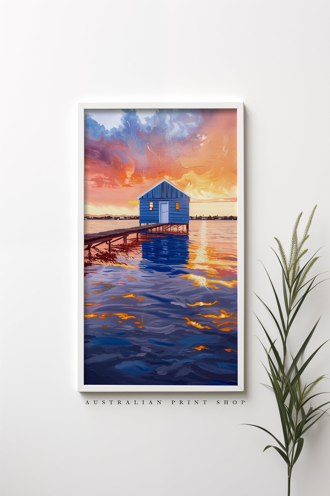 Perth Blue Boatshed, Swan River Sunset Art Print - Image 7