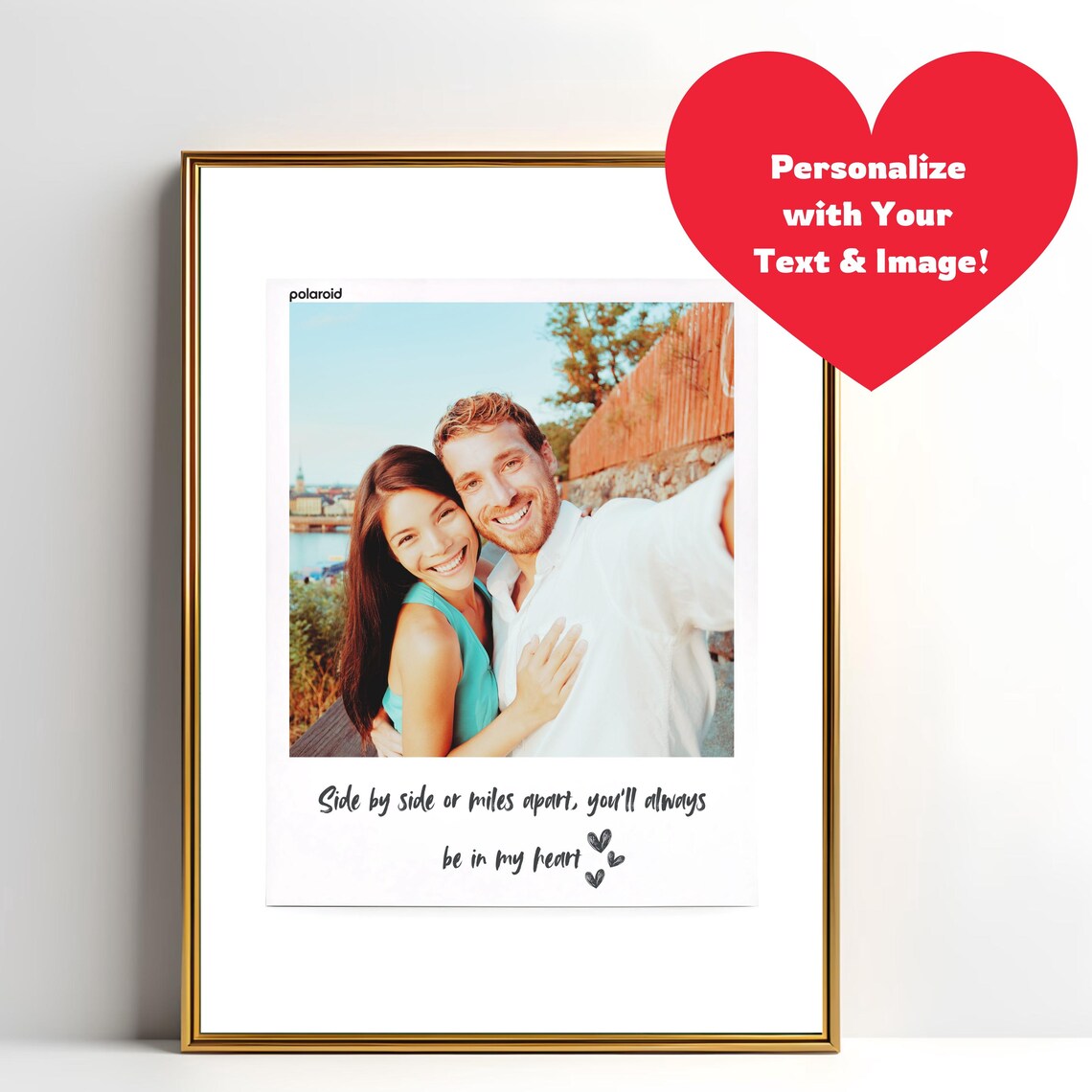 Personalized Polaroid Couple Photo With Romantic Quote Custom Gift Poster