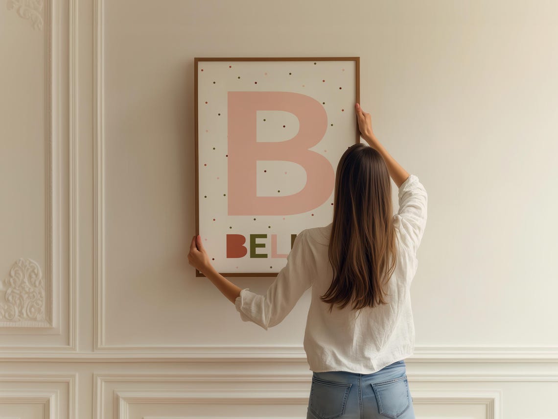 Personalized Name Letter Blush Pink Nursery Decor Baby Wall Art - Image 2