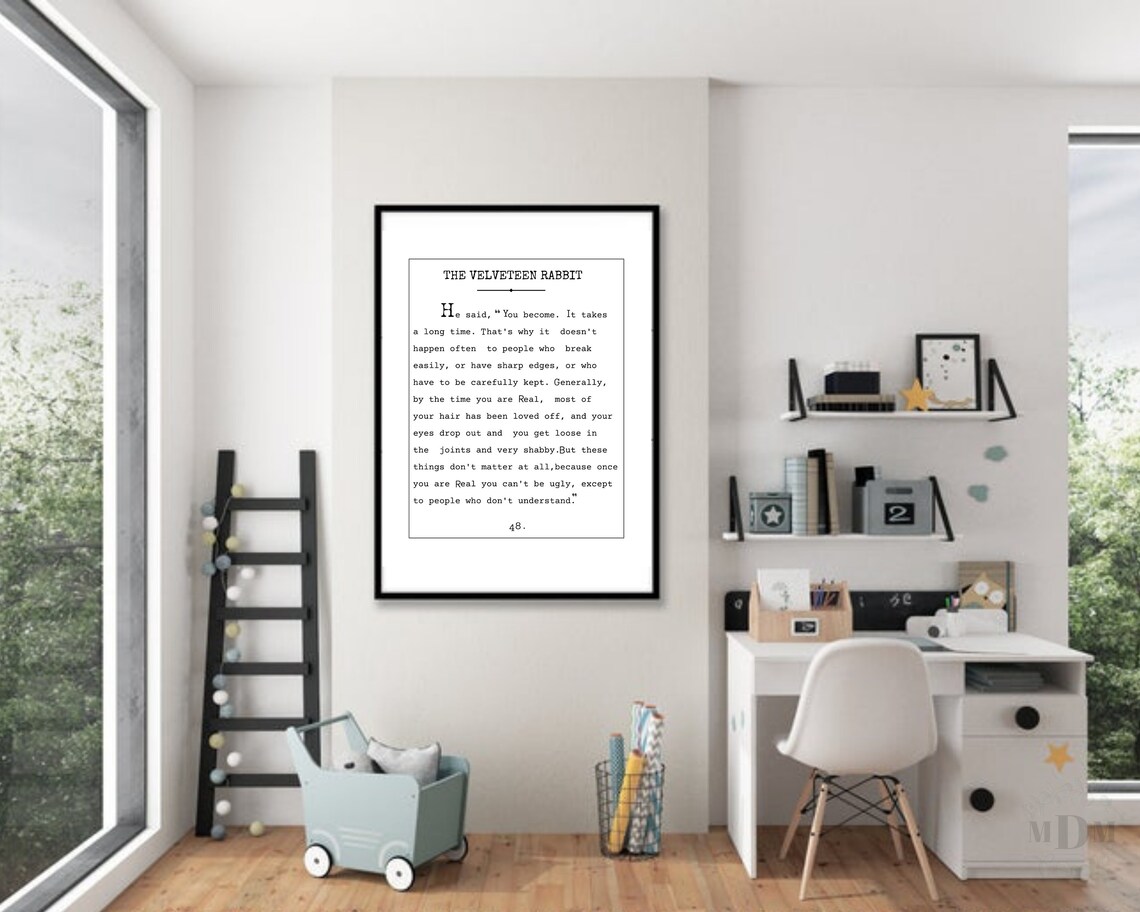 The Velveteen Rabbit Book Quote Typewriter Nursery Inspirational Wall Art - Image 2