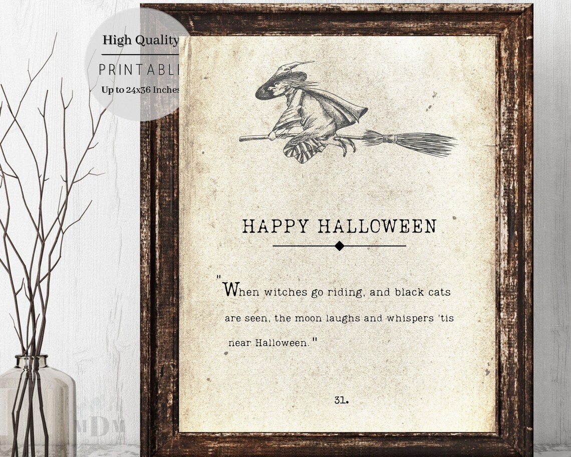 Happy Halloween Book Page Art Print, Antique Poster - Image 2