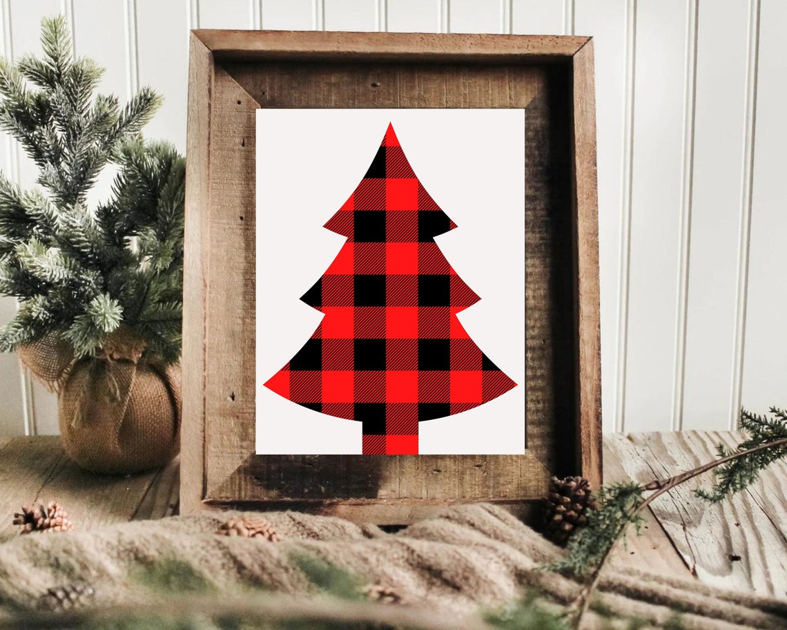 Red Black Buffalo Plaid Christmas Tree Graphic Rustic Farmhouse Poster - Image 4