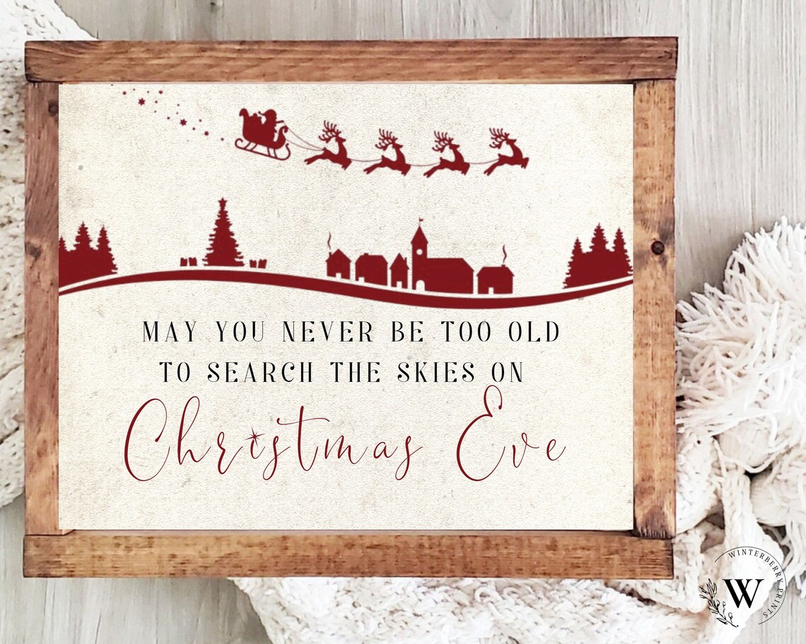 Christmas Eve Skies Sign Christmas Wall Art Print