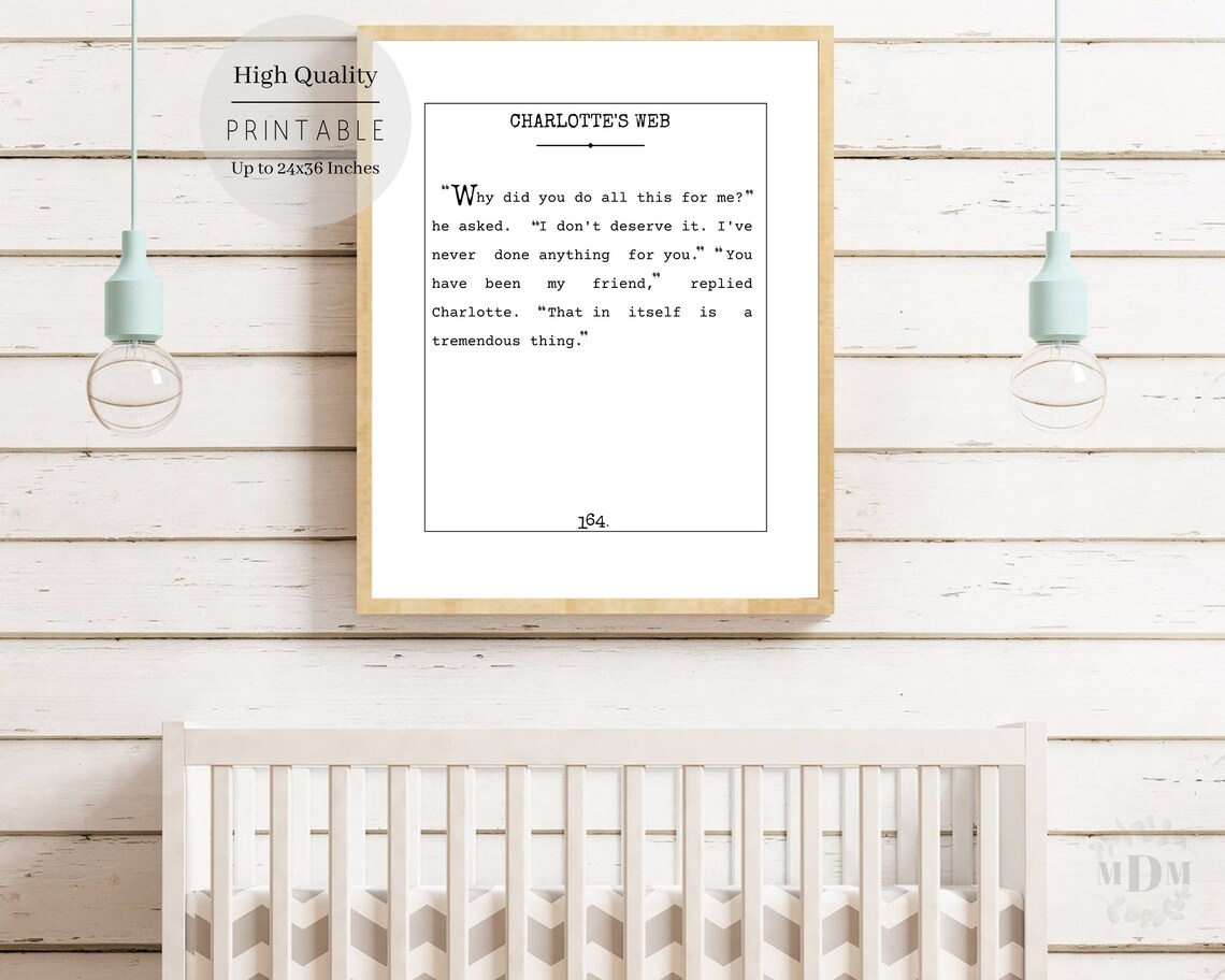 Charlottes Web Book Quote Typewriter Print Nursery Friendship Wall Art - Image 5
