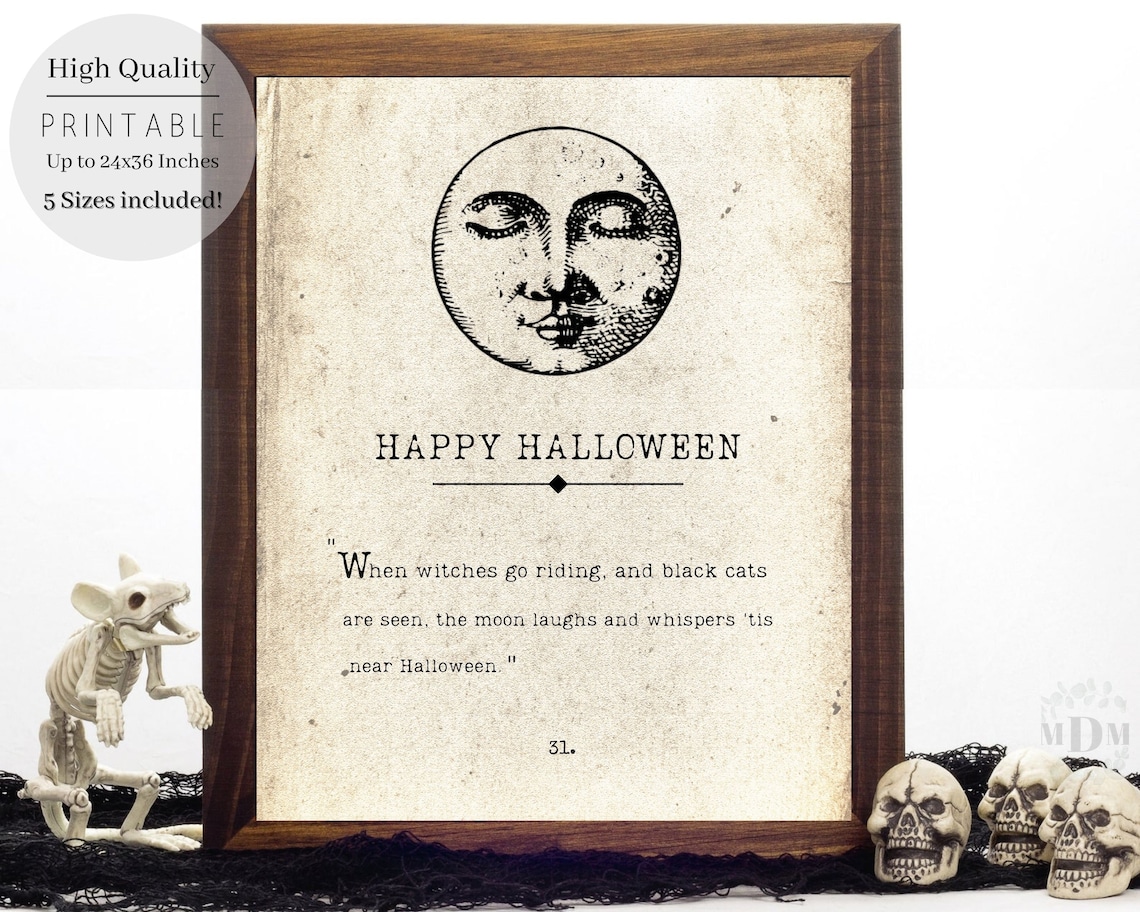 Happy Halloween Book Page Poster, Antique Style - Image 5