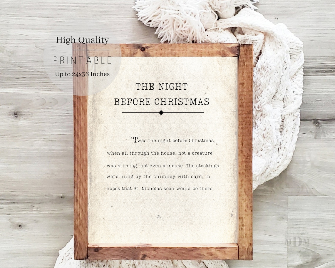 Twas The Night Before Christmas Poster, Farmhouse