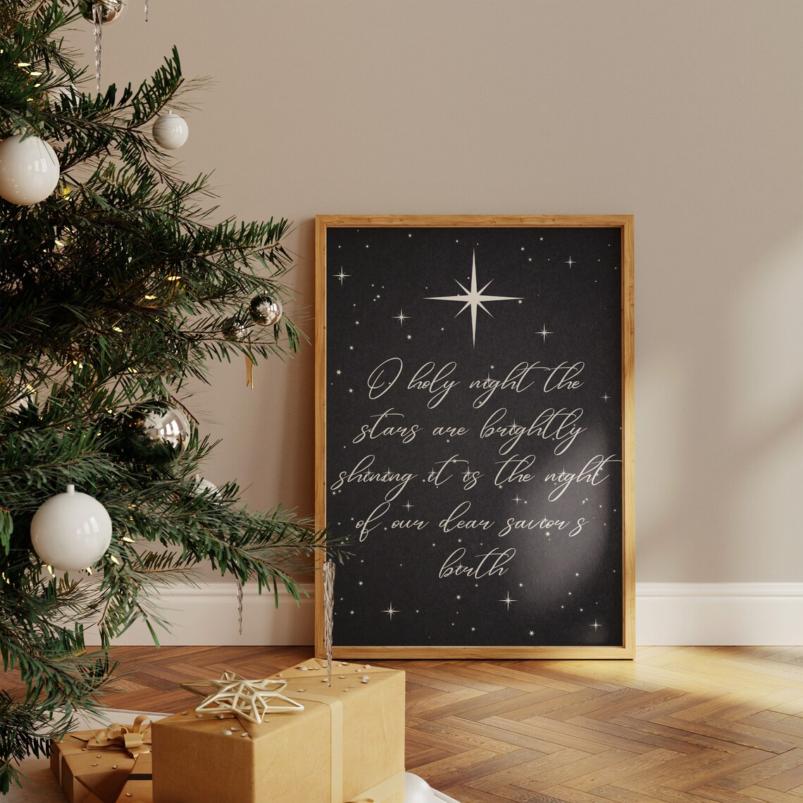 O Holy Night Christmas Farmhouse Art Print