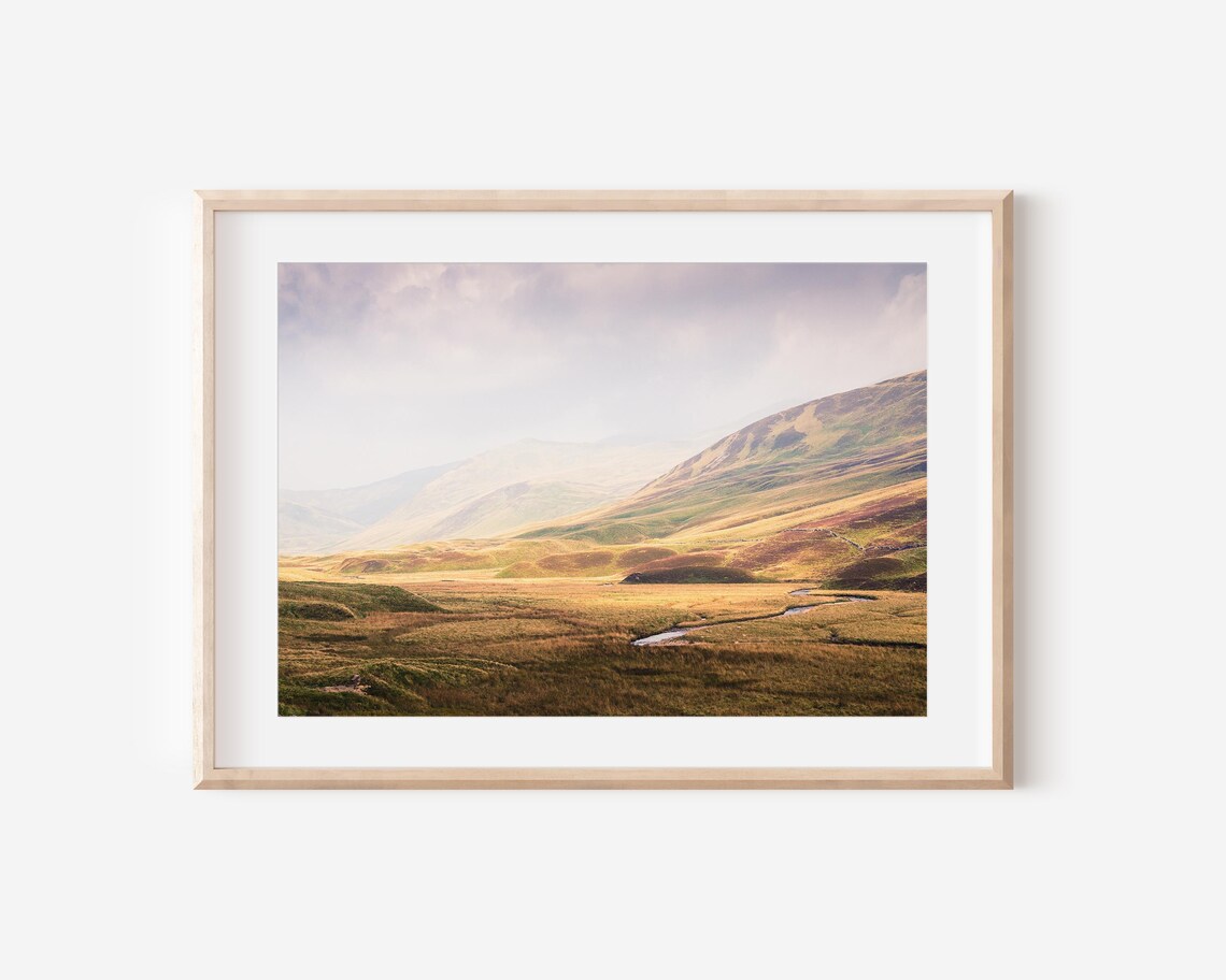 Glencoe Scotland Highland Valley Misty Stream Landscape Photo Print