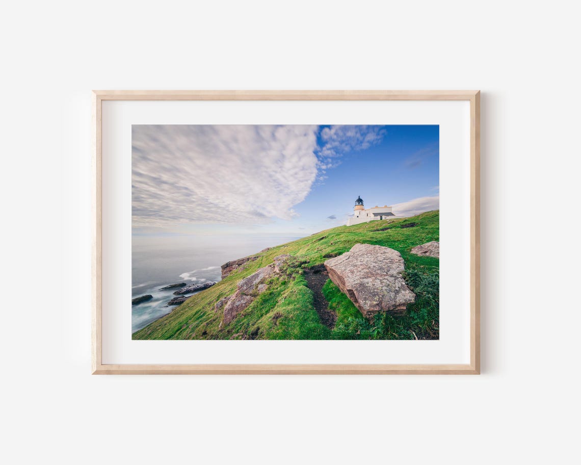 Cape Wrath Lighthouse Scotland Green Cliffs Landscape Photo Poster