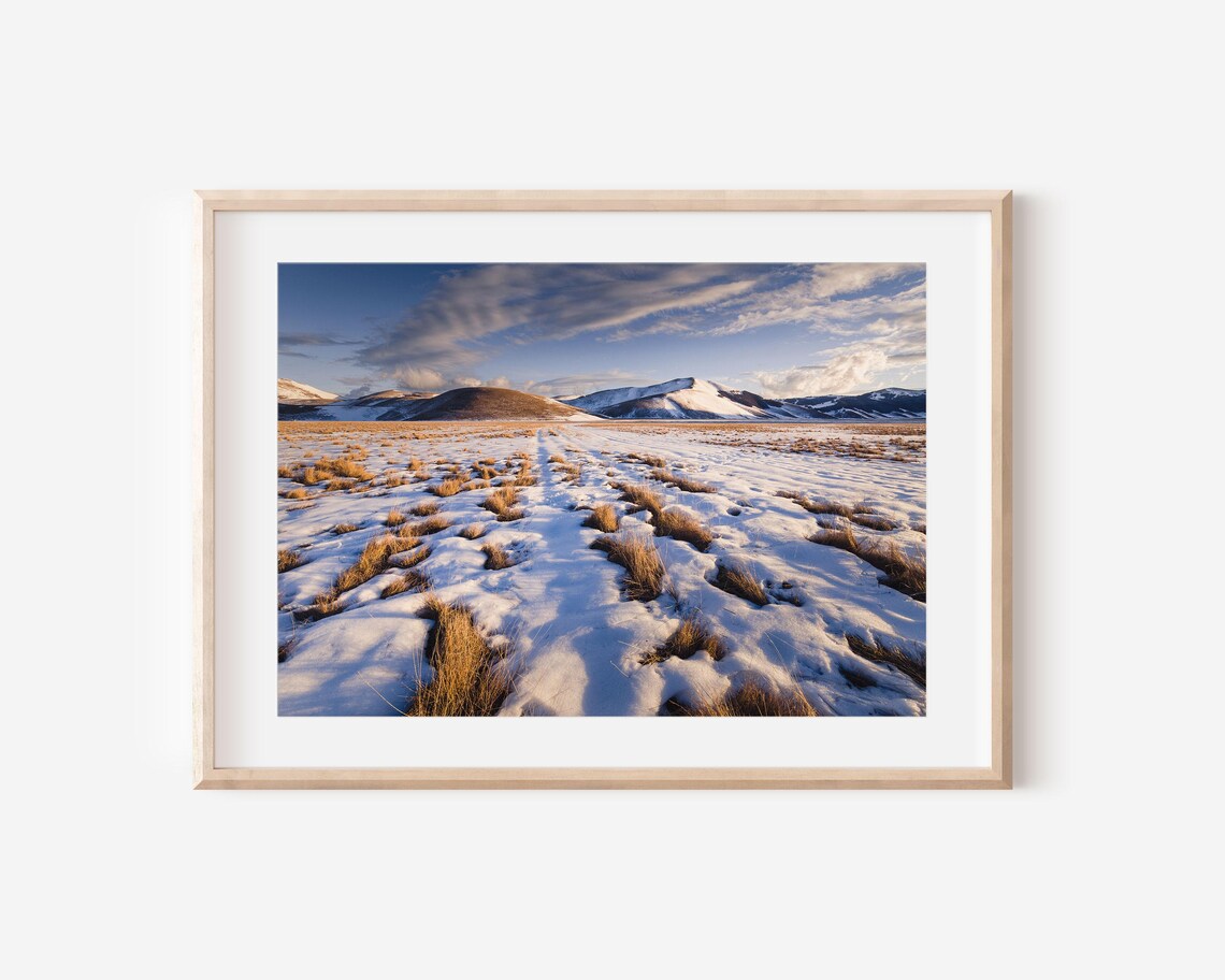 Castelluccio di Norcia Winter Sunset Snowy Plain Italy Photo Poster