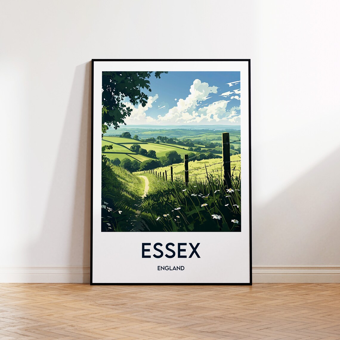 Essex England Rolling Green Countryside Vintage Travel Poster
