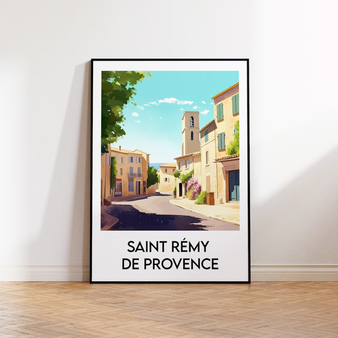 Saint Remy de Provence Sunlit Village Street Bell Tower Travel Poster
