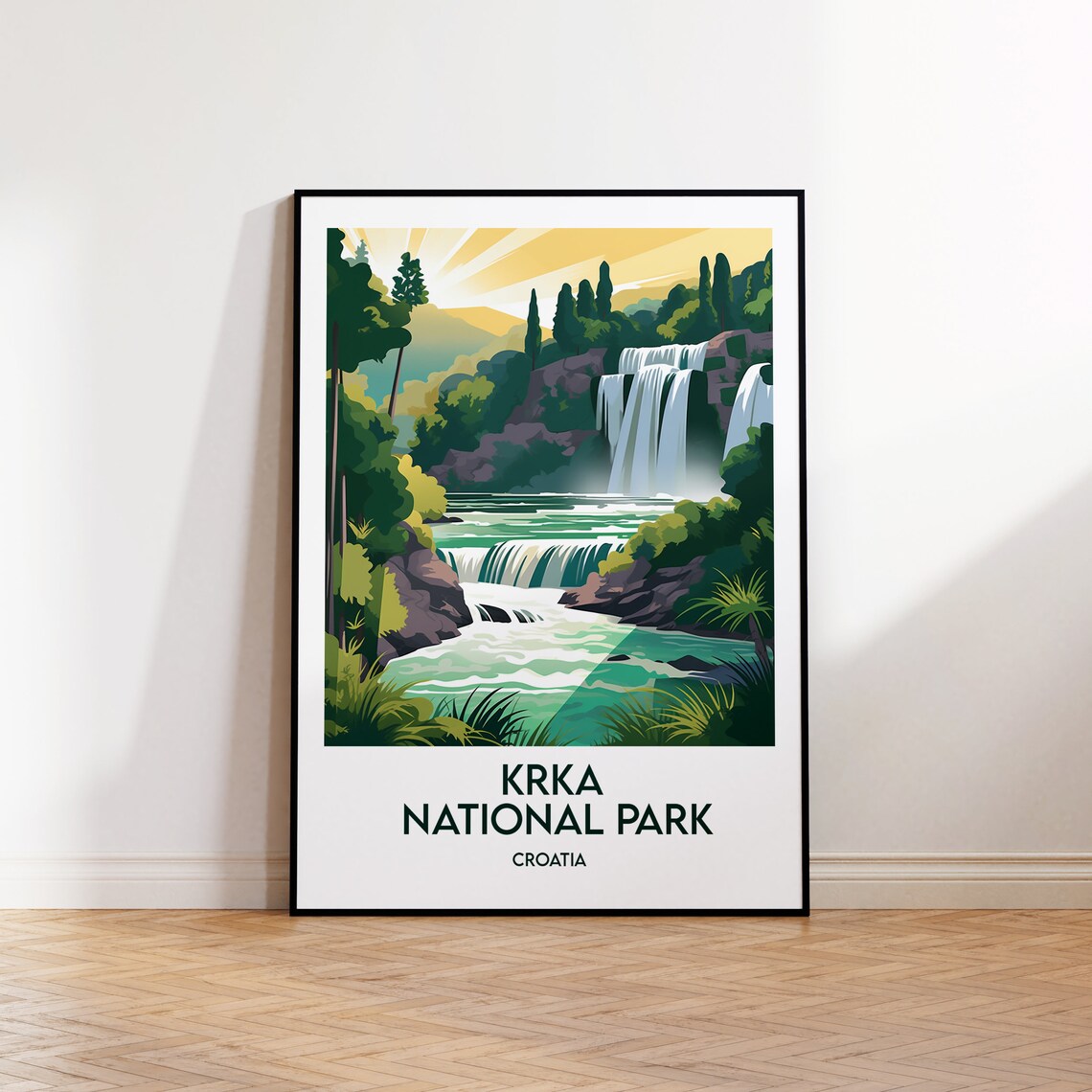 Krka National Park Retro Travel Poster, Croatia