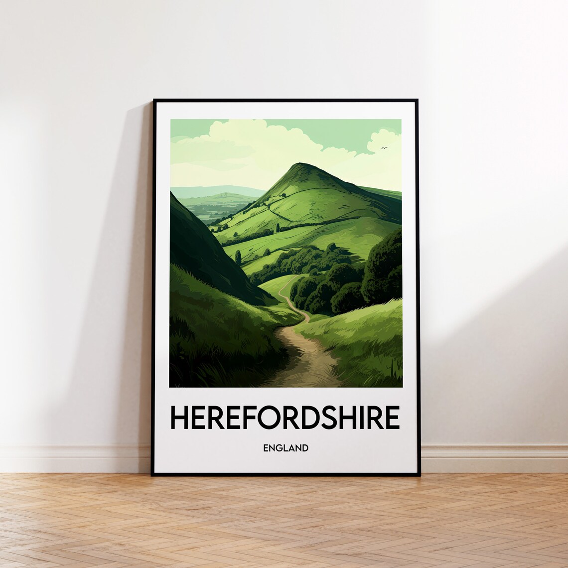 Herefordshire Poster Hereford Print Illustration Gift England Vintage Travel