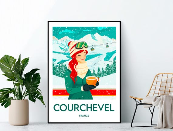 Courchevel Poster Ski Art Print Resort France Gift