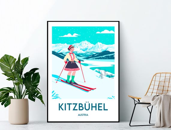 Kitzbhel Poster Ski Kitzbuhel Art Print Resort Austria Station Gift